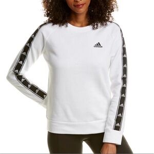 Adidas Womens NWOT Black White Tiro Tape Athletic Crewneck Long Sleeve Sweater L